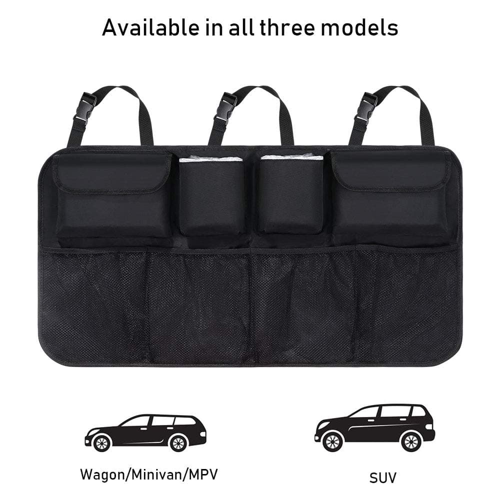URAQT Car Boot Organiser Waterproof Kick Mats Car Organiser Seat Back Protectors, Multi-Pocket Children's Travel Storage, Durable Foldable Cargo Net Storage for Car Backseat Cover — view 5