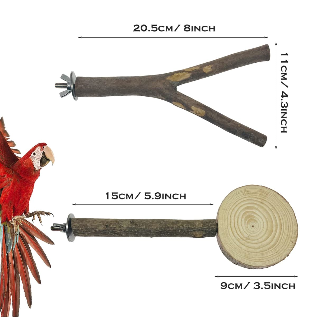 4 Pz Perchas Naturales para Pájaro, Juguetes para Pajaros, Perca de Pájaro, Madera de UVA Salvaje para Jaulas de Pájaros para Cacatúas, Periquitos y Pinzones — view 4