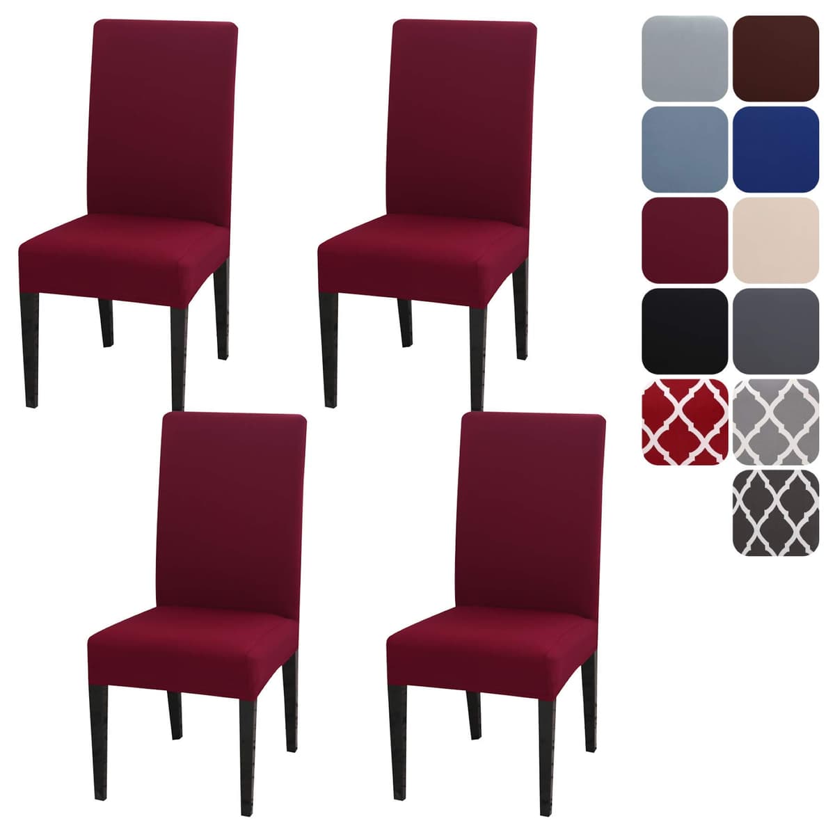 Dining Room Chair Covers Slipcovers Set of 4, Stretch Removable Washable Dining Chair Protector Decoration Cover Seat Slipcover for Hotel, Ceremony, Banquet, Kitchen, Restaurant, Home — view 10