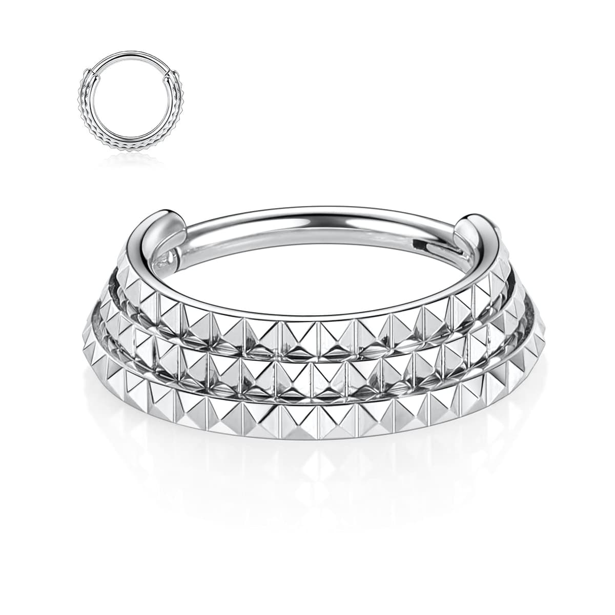 hengkaixuan 16G Septum Nose Rings Hoop Daith Earrings Surgical Steel Septum Clicker Ring Hirned Segment Seamless Clicker Ring Conch Hoop Ring Unisex Earrings Hoop Daith Piercing Jewellery — view 16