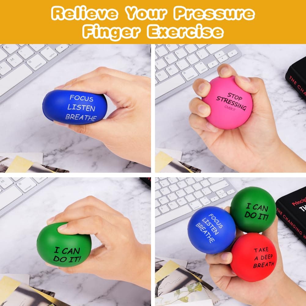 Ainiv 4Pz Motivacional Pelota Antiestrés Stress Ball Fidget Toys, Squishy Pack Pelota Antiestres Adultos Mano, Bolas de Estrés, Pelotas de Espuma, Juguetes Antiestres Niños Adultos, Bola Antiestres — view 3