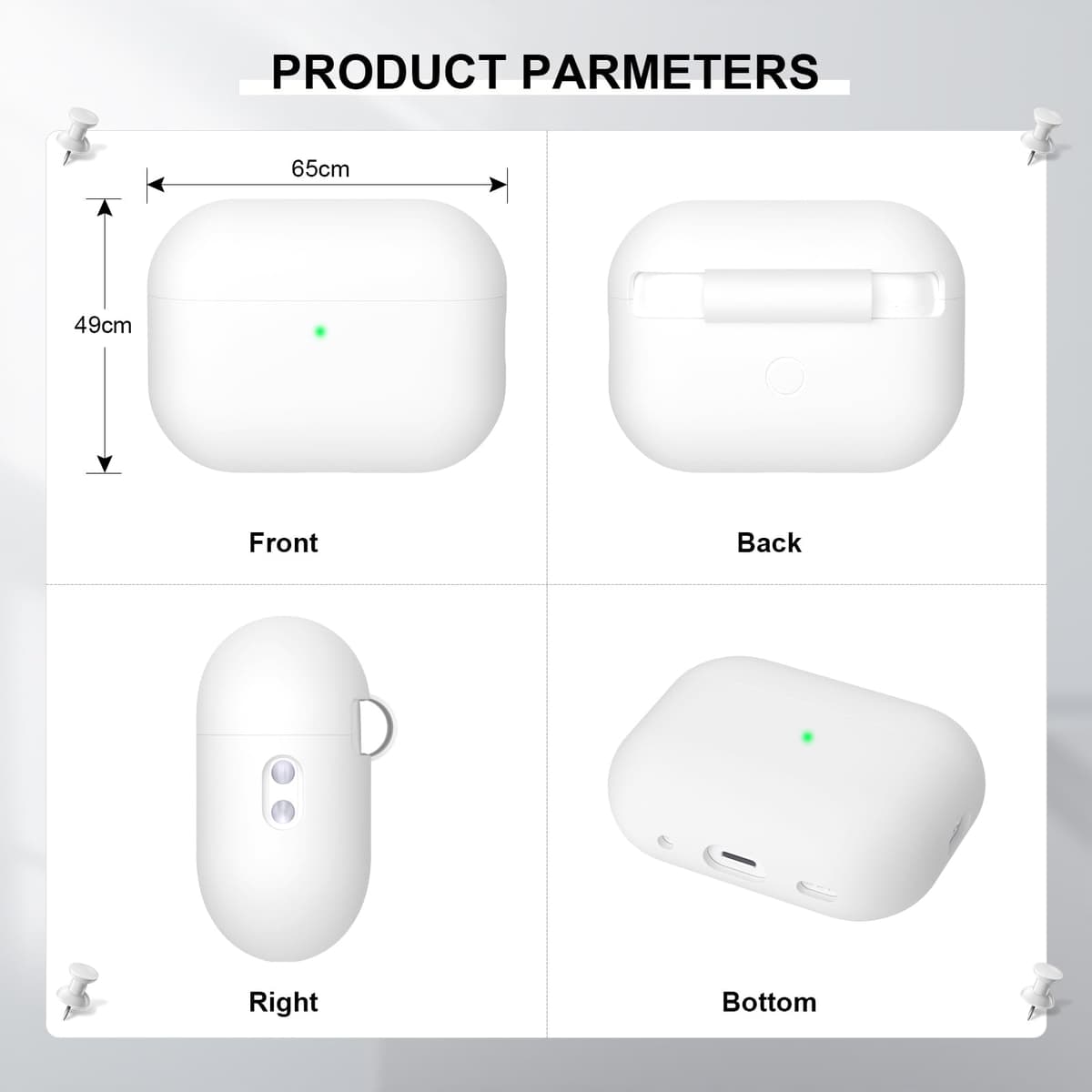 Compatible con Airpods Pro 2 (2022), Anti-rasguños Ultradelgada Fundas Protectora de Silicona para AirPods Pro 2.ª Generación, LED Visible Frontal (Blanco) — view 5