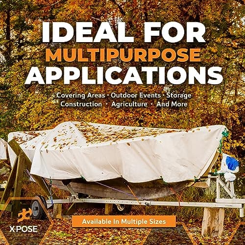 Heavy Duty White Poly Tarp 10' X 15' - Multipurpose Protective Cover - Durable, Waterproof, Weather Proof, Rip and Tear Resistant - Extra Thick 12 Mil Polyethylene - by Xpose Safety — view 5