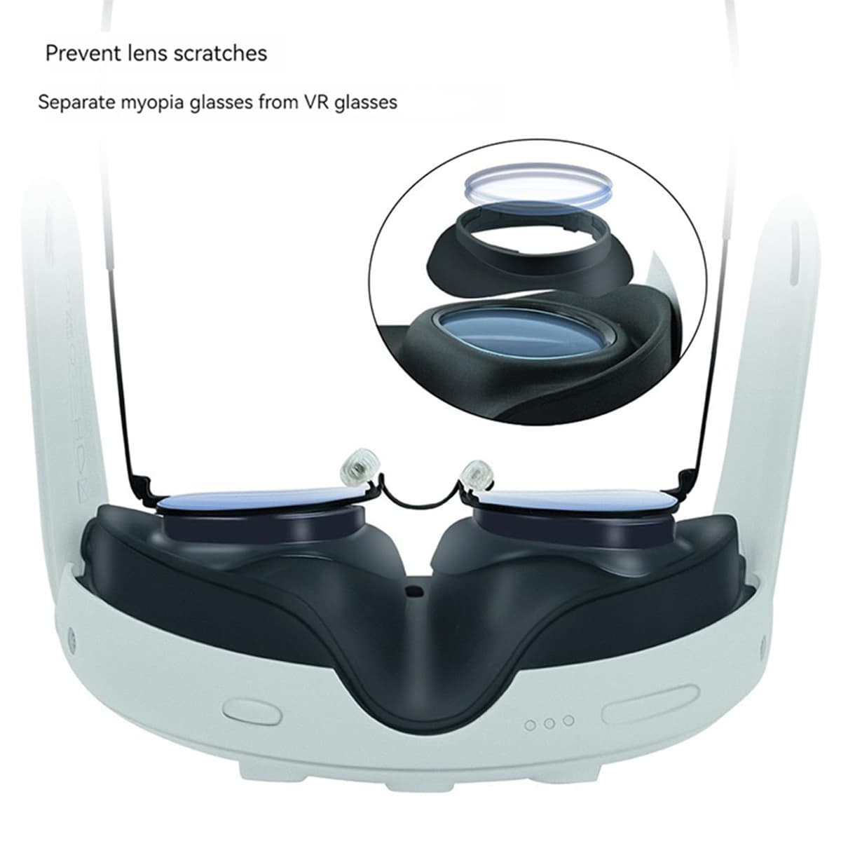 NUHFUFA 1 Juego de Gafas Espaciador Compatible con Quest 3, VR Lente Protectora Marcos LDPE Anti-arañazos Anillo con Caja de Almacenamiento de Protección VR Quest 3 Gafas Auriculares Accesorios — view 4