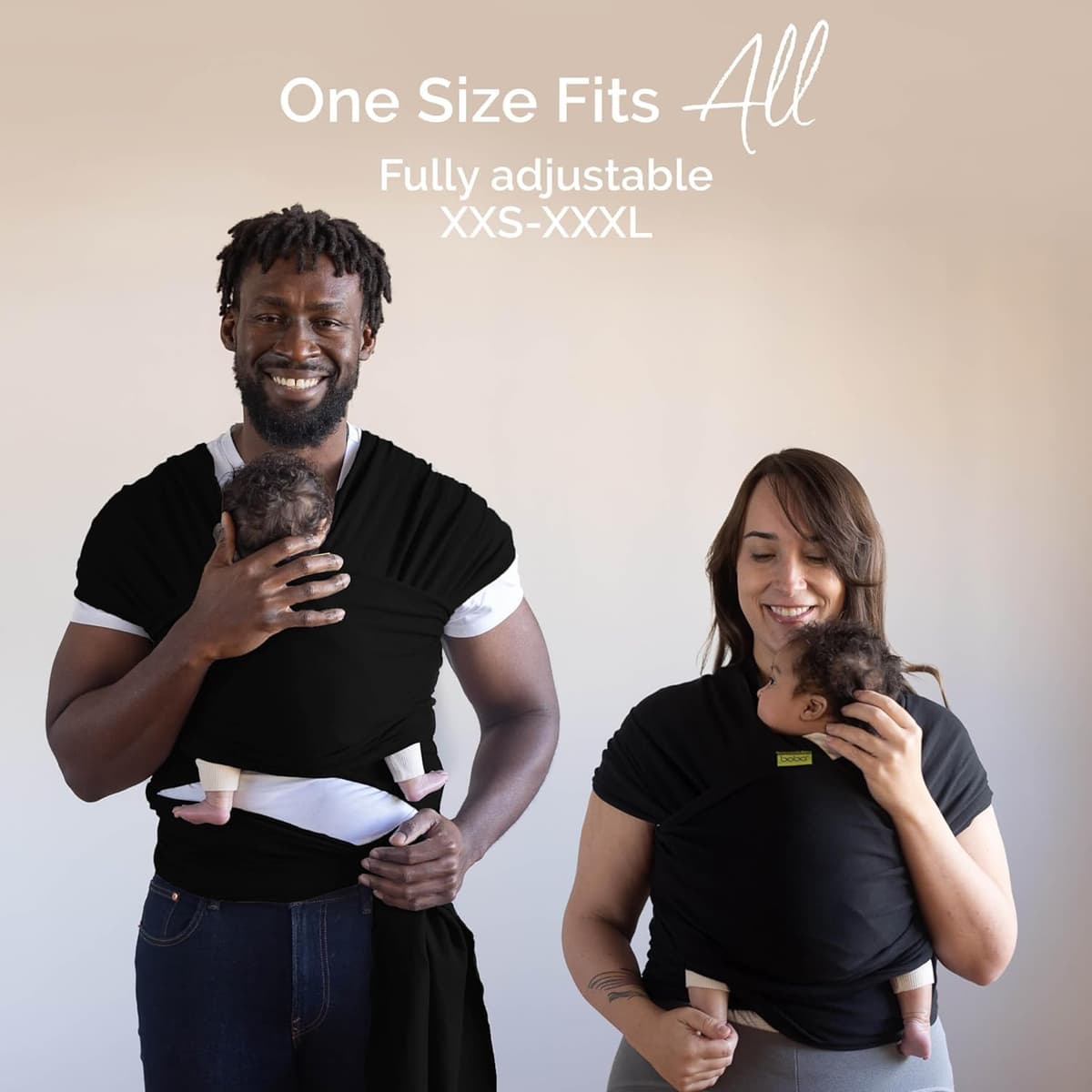 Boba Baby Wrap Carrier – Original Baby Sling Carrier for Newborns (7–35 lbs), Soft, Secure, Hands-Free & Ergonomic, Ideal for Comfortable Bonding, New Parents (Black) — view 2