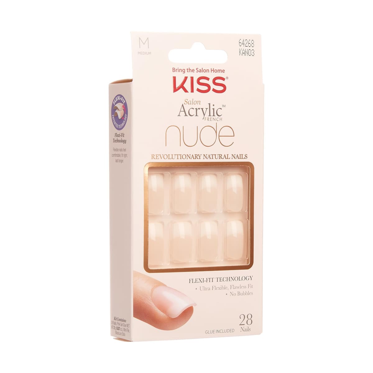 KISS Salon Acrylic French Nude Collection, Cashmere, Medium Length Nude Fake Nails, Includes False Nails, Nail Glue, Nail File, and Manicure Stick, 28 Count (Pack of 1) — view 4