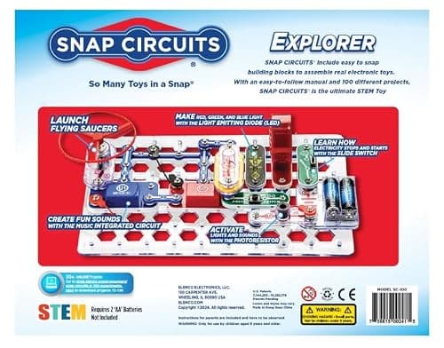 Snap Circuits Jr. SC-100 Electronics Exploration Kit, Over 100 Projects, Full Color Project Manual, 28 Parts, STEM Educational Toy for Kids 8 +