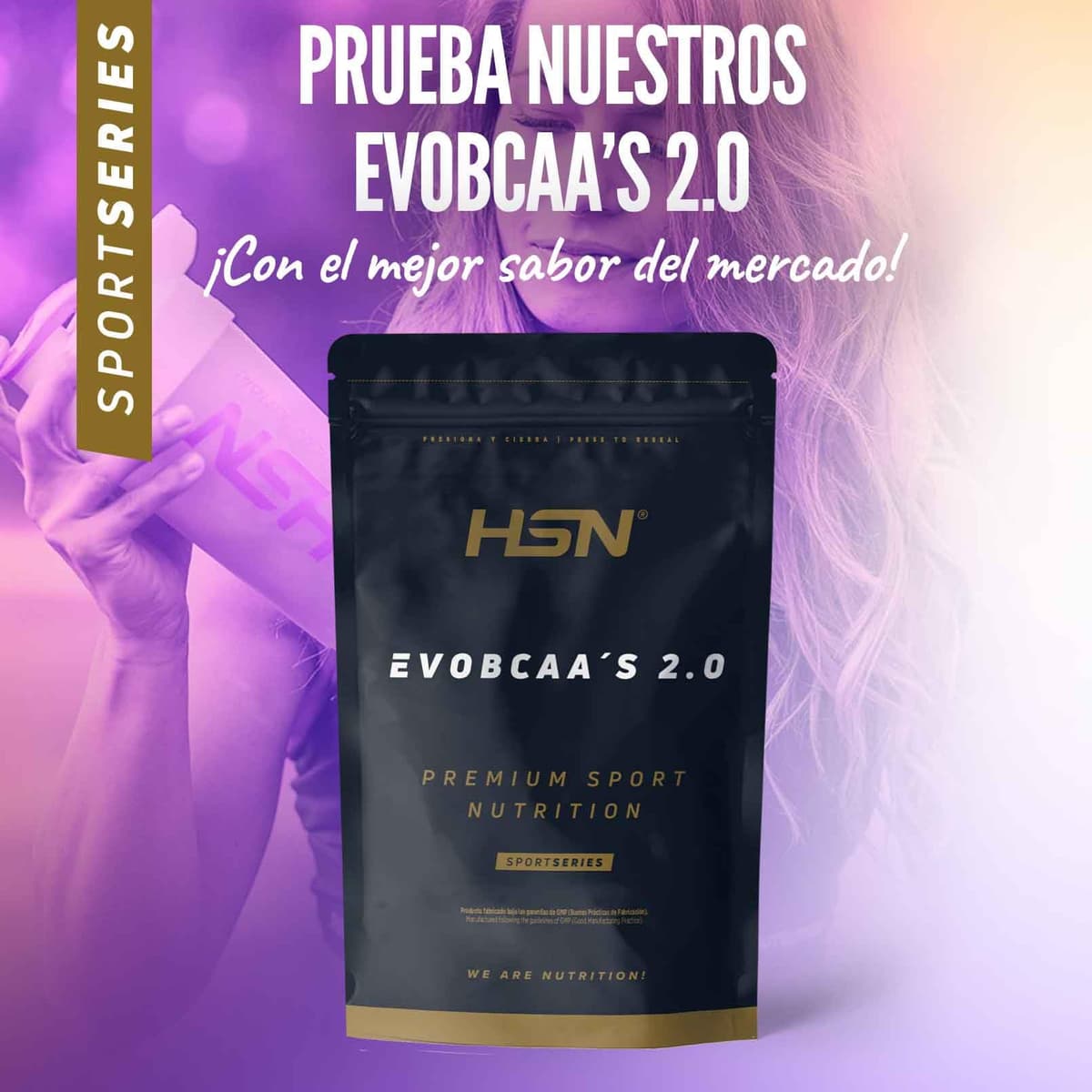 HSN BCAA con Glutamina Evobcaa's 2.0 | Limón 500g | Aminoácidos Ramificados Ratio 12:1:1 (Leucina + Valina + Isoleucina) | No Incluye Dosificador | No-GMO, Vegano, Sin Gluten — view 3