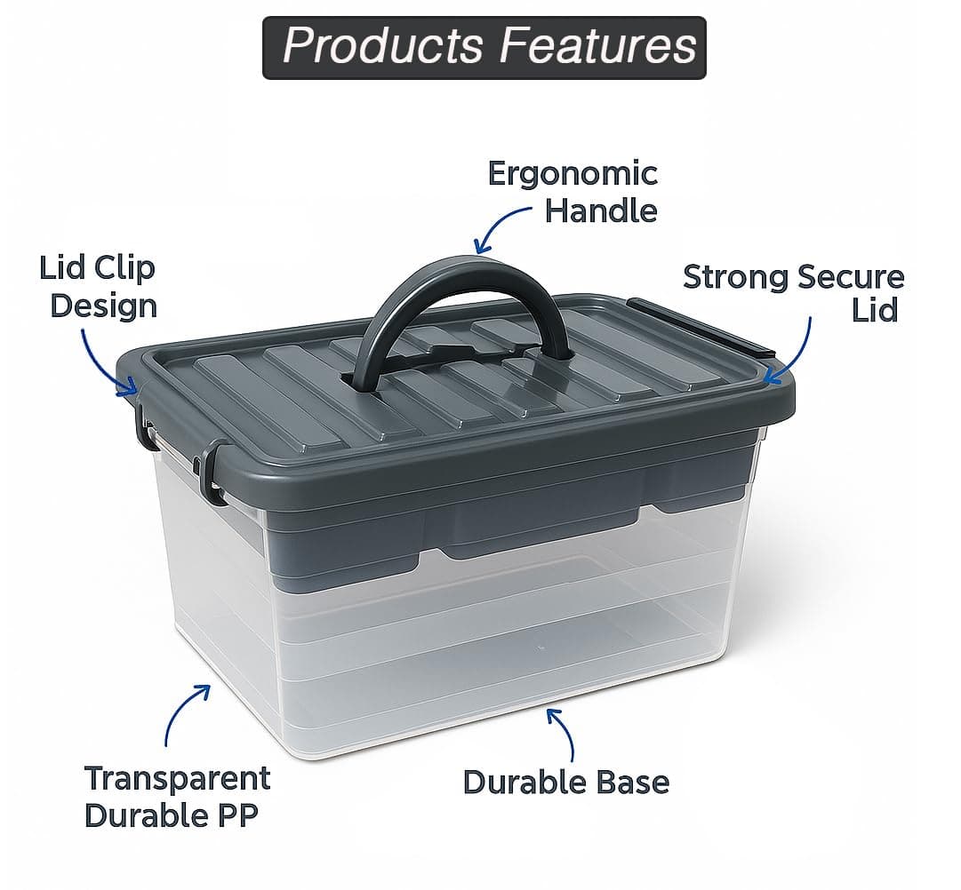 BH | Small Clear Plastic Storage Box | 6 Litre | 1 PC | Organising Removable Tray | Stackable | Utility | Multi-Purpose | Stationery, Sewing, Art Craft Supplies - BEST HOUSE — view 3