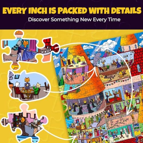 QUOKKA Puzzles 1000 Pieces Adult – Knightly Cats – Premium Box Packaging with Extra Fun Challenges, Whimsical Cat Puzzle, Perfect for Relaxation, Creativity & Gift Giving — view 3