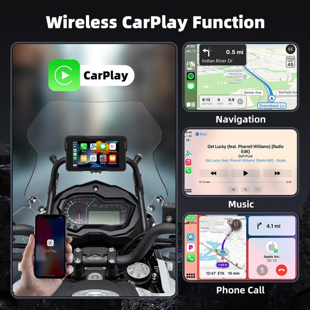 Pantalla de Navegación Digital Portátil para Motocicleta con CarPlay Moto Android Auto de 5.0 Pulgadas y Navegación Inalámbrica para Motocicleta. — view 5
