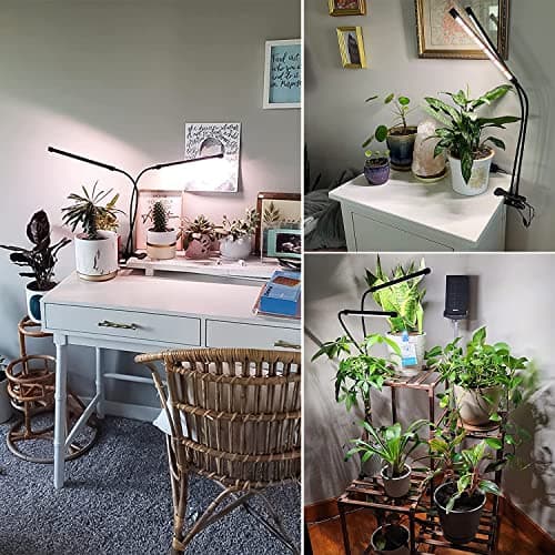 Wolezek Grow Lights for Indoor Plants, 6000K 40 LEDs Full Spectrum Plant Grow Lights Indoor, White Grow Lamp with Clip, Auto ON & Off Timer 6/12/16H, 3 Modes, 5-Level Dimmable Brightness — view 6