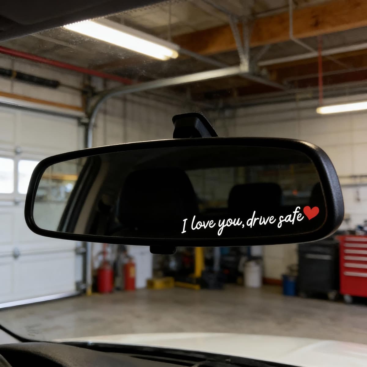 3 PCS I Love You Drive Safe Mirror Stickers Rear View Mirror Sticker Heart Car Window Decals with Red Heart - Christmas Mother's Day Valentines Day Gifts for Family/Her/Him (White) — view 5