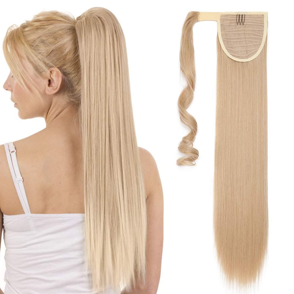 17"(43cm) SEGO Ponytail Long Synthetic Hair Looks Natural [Red Brown/Orange] Clip in Hair Extensions Curly Tail Ponytail Extension (90g) — view 107
