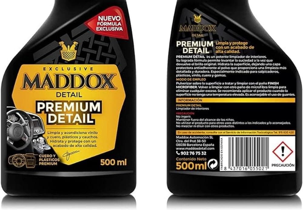 Maddox Detail - Limpia Salpicaderos Coche Vinilo y Gomas de Interior | Hidratador de Plásticos | Limpiador Abrillantador de Interiores Coche | Productos Limpieza Vehiculo | Premium Detail 500ml — view 3