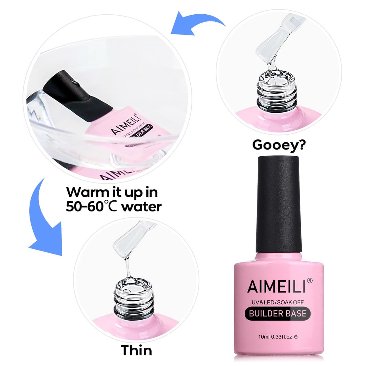 AIMEILI Gel Uñas Constructor Base Coat y Builder Gel 7 en 1 Nail Extensión Esmaltes Semipermanentes de Uñas UV LED Building Base 10ML — view 6