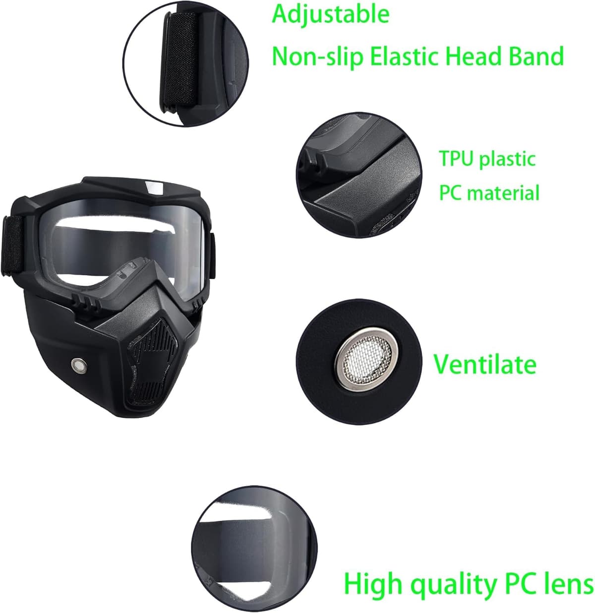 Airsoft,Paintball Full FaceTactical Maske,Mascarillas Extraíbles con Goggles, Para Motocicleta Ciclismo Esquiar Halloween CS Juego Cosplay — view 2