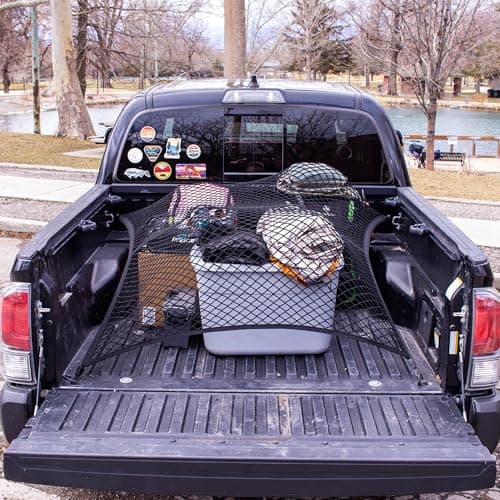 Highly elastic cargo net, simple mesh organizer for truck bed, suitable for daily light truck loads, 4x4ft stretches up to 7x7ft (single layer) — view 7