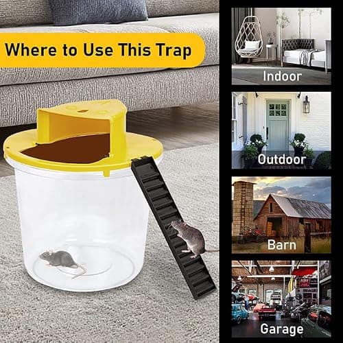 Automatic Reset Traps Mouse Trap Bucket Flip Lid Compatible with 5 Gallon Buckets Lids Mouse Rat Trap Mouse Traps Indoor Outdoor Reusable Mouse Traps Bucket Lid Humane Mouse Trap (2PCS) — view 5