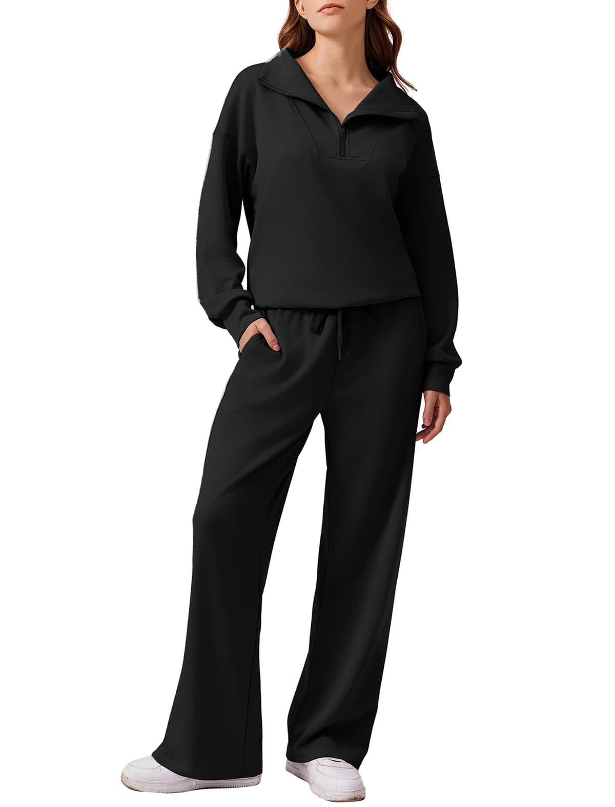 PINSPARK 2 Piece Sets for Women 2024 Fall Outfits Sweatsuit Oversized Sweatshirt Wide Leg Sweatpants Matching Set Tracksuit — view 12
