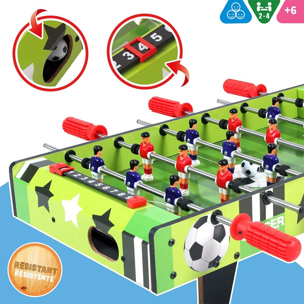 ColorBaby 85435 Mesa de futbolín Infantil, 60x32x14 cm, 2 Jugadores, Marcadores manuales, De Madera Resistente, Juegos de Mesa, Futbolines para niños, 6 años y mas — view 4