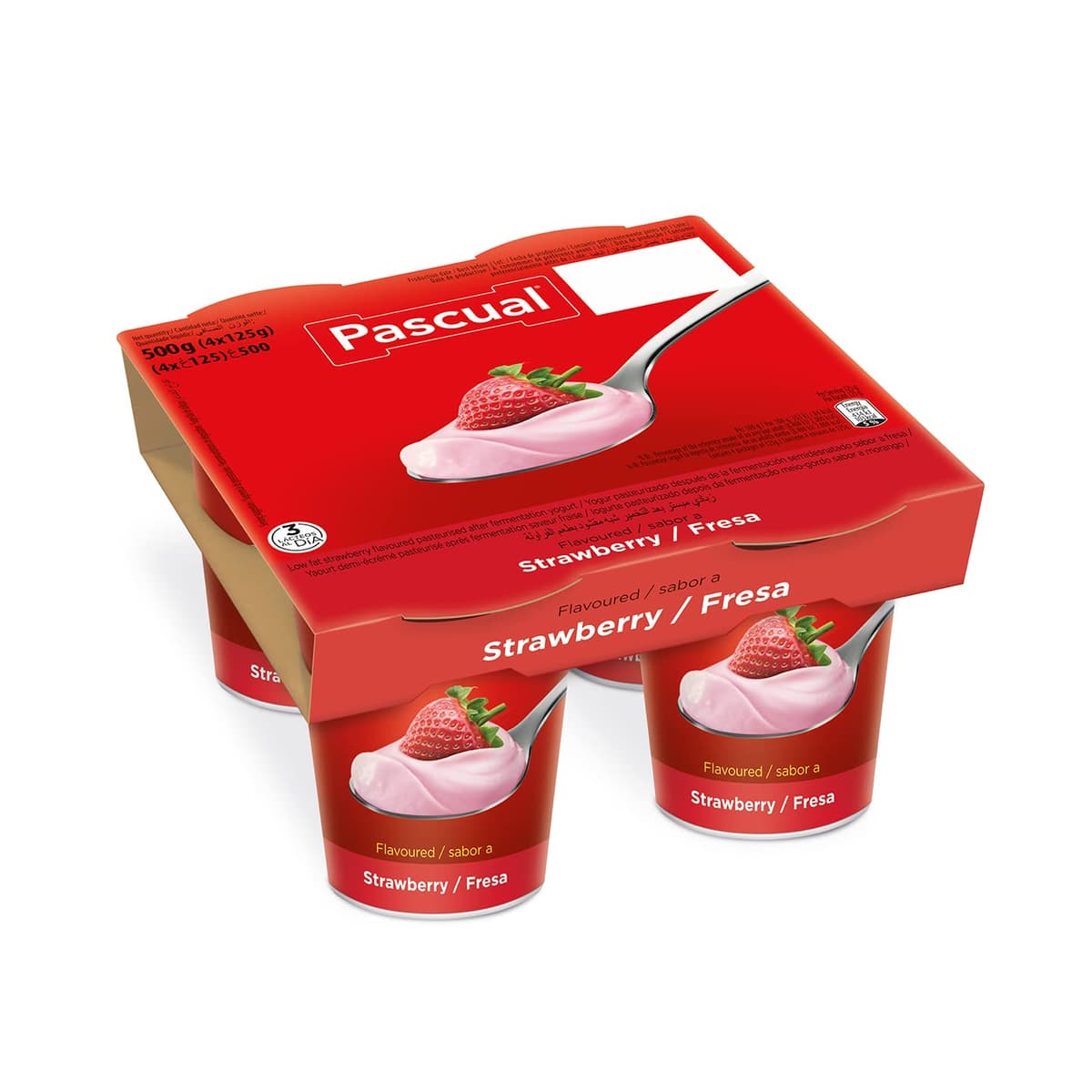 Pascual - Yogur Original Sabor Fresa - Plátano. Caja de 6 Pack de 4 x 120g. Total 24 uds. — view 2
