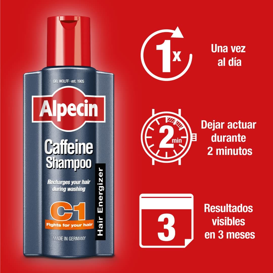 Alpecin Caffeine Shampoo C1 2x 375ml | Champu anticaida hombre y con cafeina | Tratamiento para la caida del cabello | Alpecin Shampoo Anti Hair Loss Treatment Men — view 5