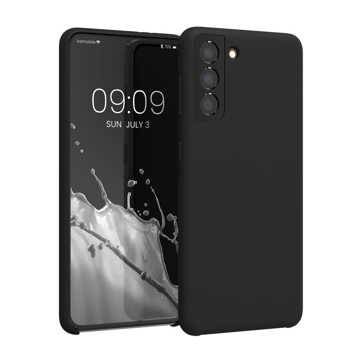 kwmobile Case for Samsung Galaxy S21 Case - Soft Cover - Shockproof Silicone - Wireless Charging Dark Grey