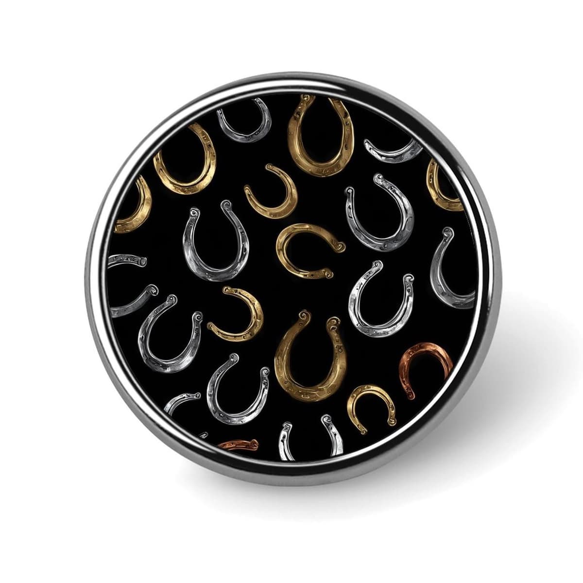 Horseshoes Horse Shoes Round Lapel Pin Button Brooch Pins Badge for Clothing Jewelry Accessories