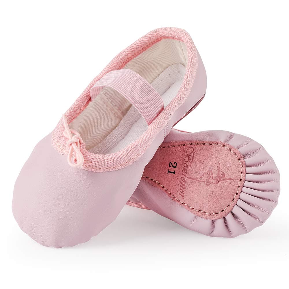 Bezioner Ballet Shoes Leather Ballet Flats Full Sole Dance Slippers for Girls Toddlers Women