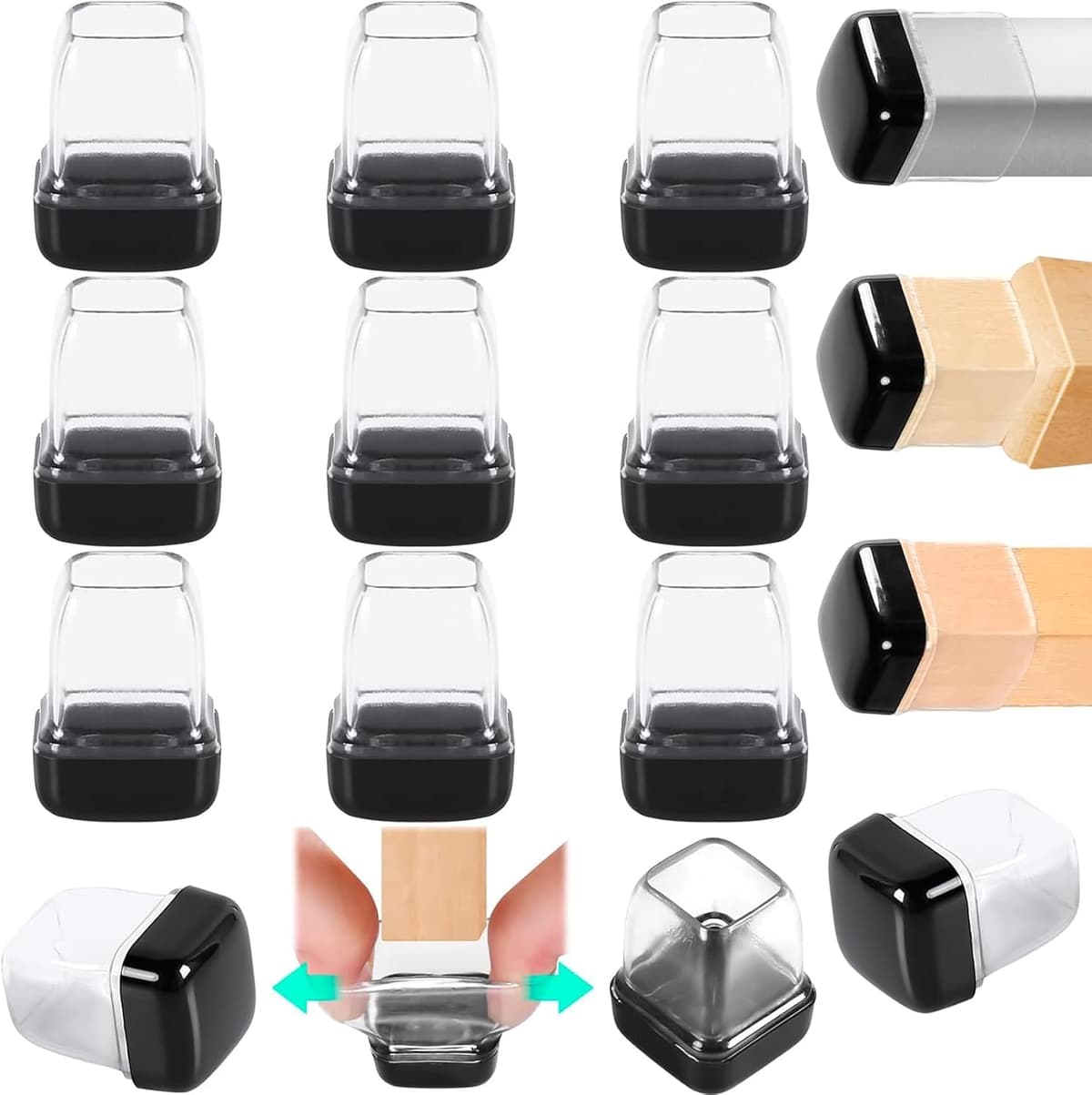 Ezprotekt Protectores de Suelo Transparentes para Patas de Silla 20-28mm, 16 Tapones de Silicona con Fieltro Envuelto, Fundas de Silicona Redondo — view 67