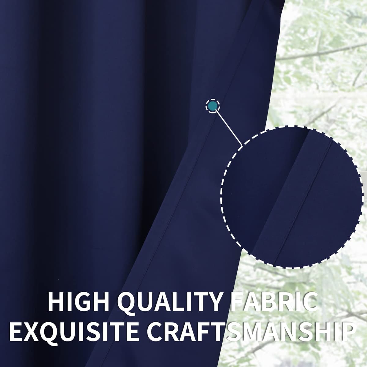 BGment Blackout Curtains for Bedroom - Grommet Thermal Insulated Room Darkening Curtains for Living Room, Set of 2 Panels (42 x 63 Inch, Navy Blue) — view 7