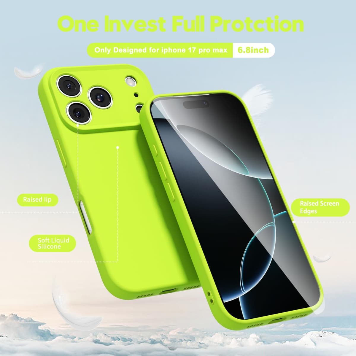 oakxco for iPhone 17 Pro Max Phone Case Liquid Silicone, Cute Thin Slim Grip Soft Rubber Gel for Women Men, Smooth Matte TPU Plain Solid Color Girly Simple Case with Camera Cover, Light Pink — view 1802
