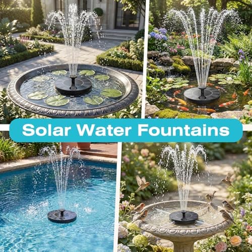 AMZtime Solar Fountain for Bird Bath, Upgrade Solar Water Fountain Mini Free Standing Solar Water Pump with 4 Fixing Rods, 6 Spray Modes for Garden, Pond, Pool & Outdoor — view 4