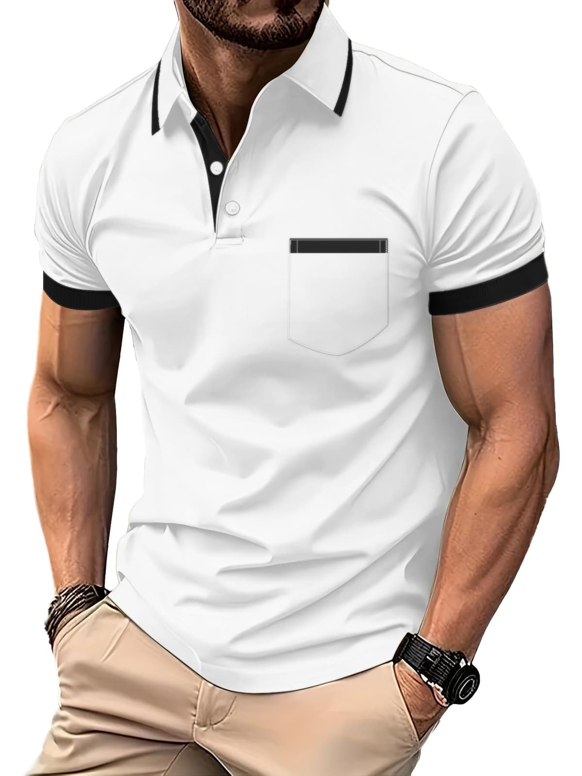 zitysport Polo Hombre Manga con Bolsillo en el Pecho Golf Polo Transpirable de Secado Rápido Poloshirt Deporte Hombre Slim Fit Tshirt Verano Camisa Hombre — view 27