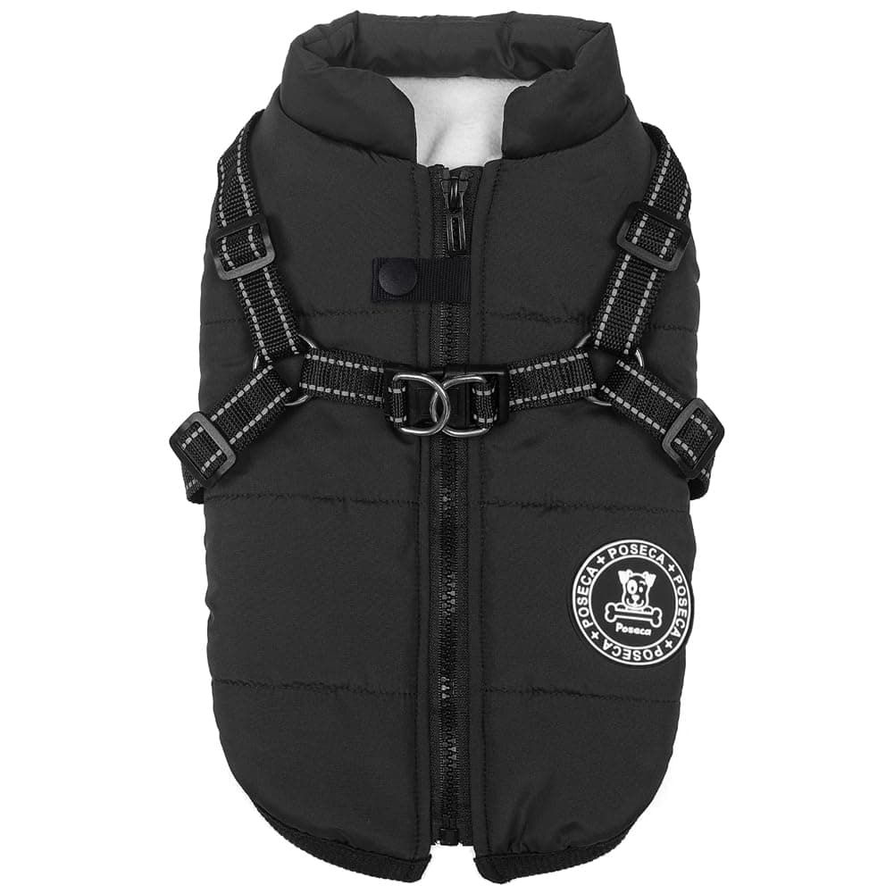 Poseca Dog Coat with Harness,Dog Coats Waterproof,Small Dog Harness Jacket,Puppy Winter Fleece Jackets,Winter Waterproof Coat with Reflective Harness and Zipper for Small Medium Large Dogs — view 11
