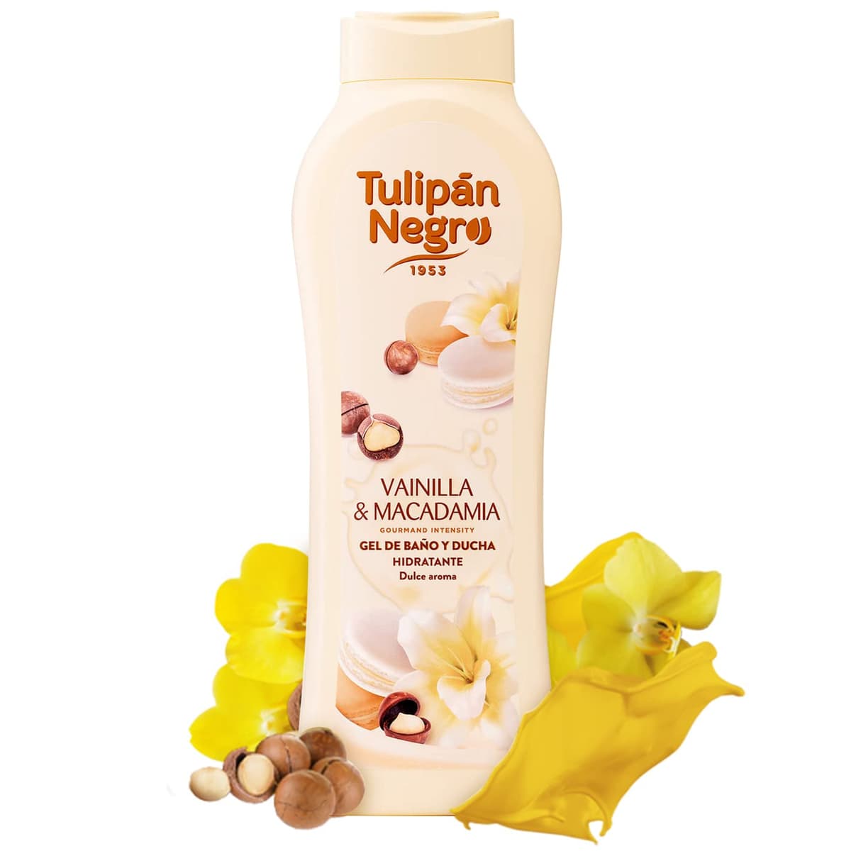 Tulipán Negro - Gel de Baño Vainilla y Macadamia, Nutritivo e Hidratante con Extracto de Vainilla y Aceite Hidrosoluble de Macadamia, Gel de Ducha con Fragancia Dulce y Cremosa, 650 ml — view 4