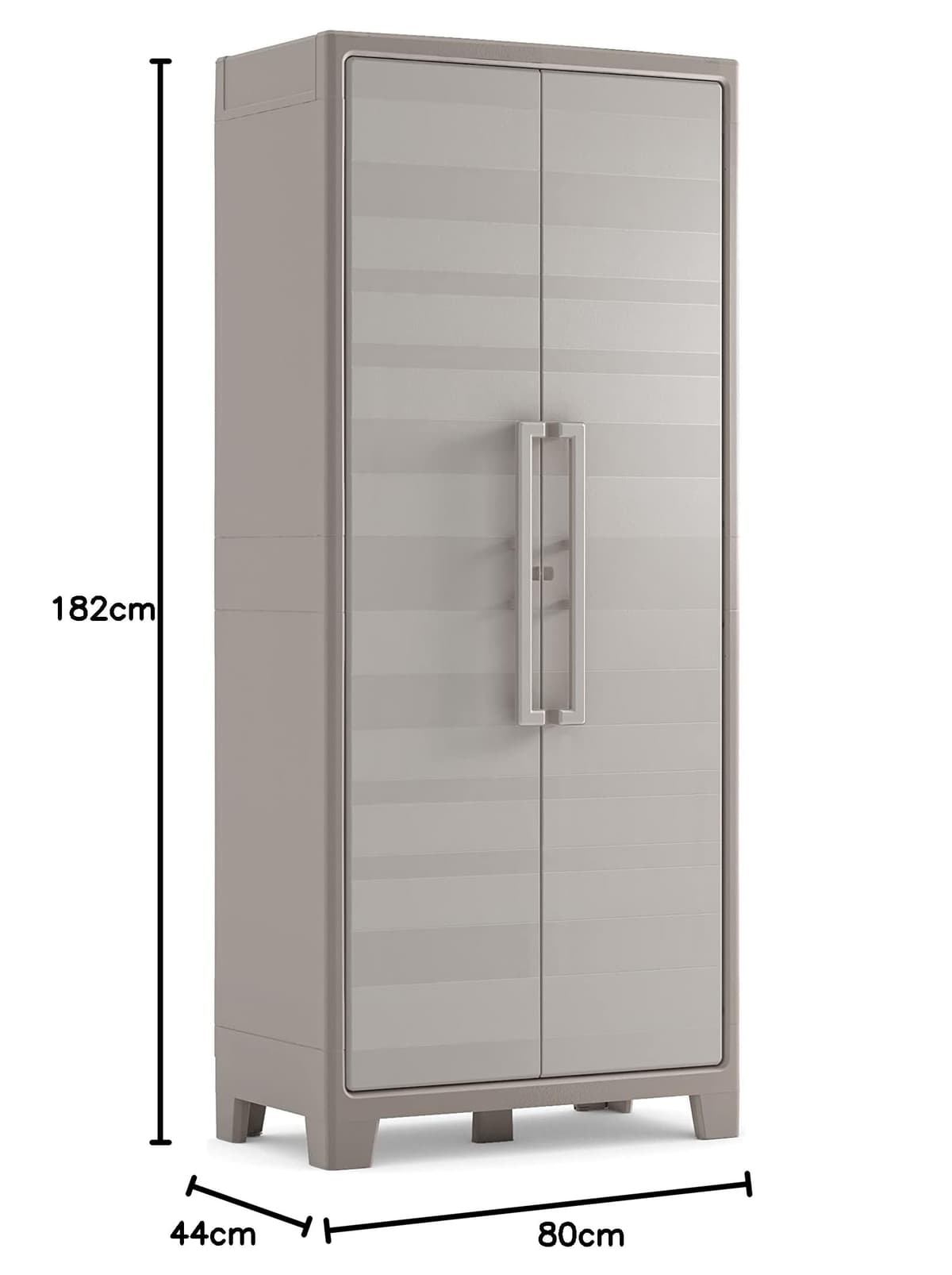 Keter Armario Gulliver Escobero|Almacenaje Interior y Exterior|Resina|Resistente al Agua, 2 Puertas y 8 Baldas Regulables en Altura|Beige/Arena|80 x 44 x 182 cm — view 3