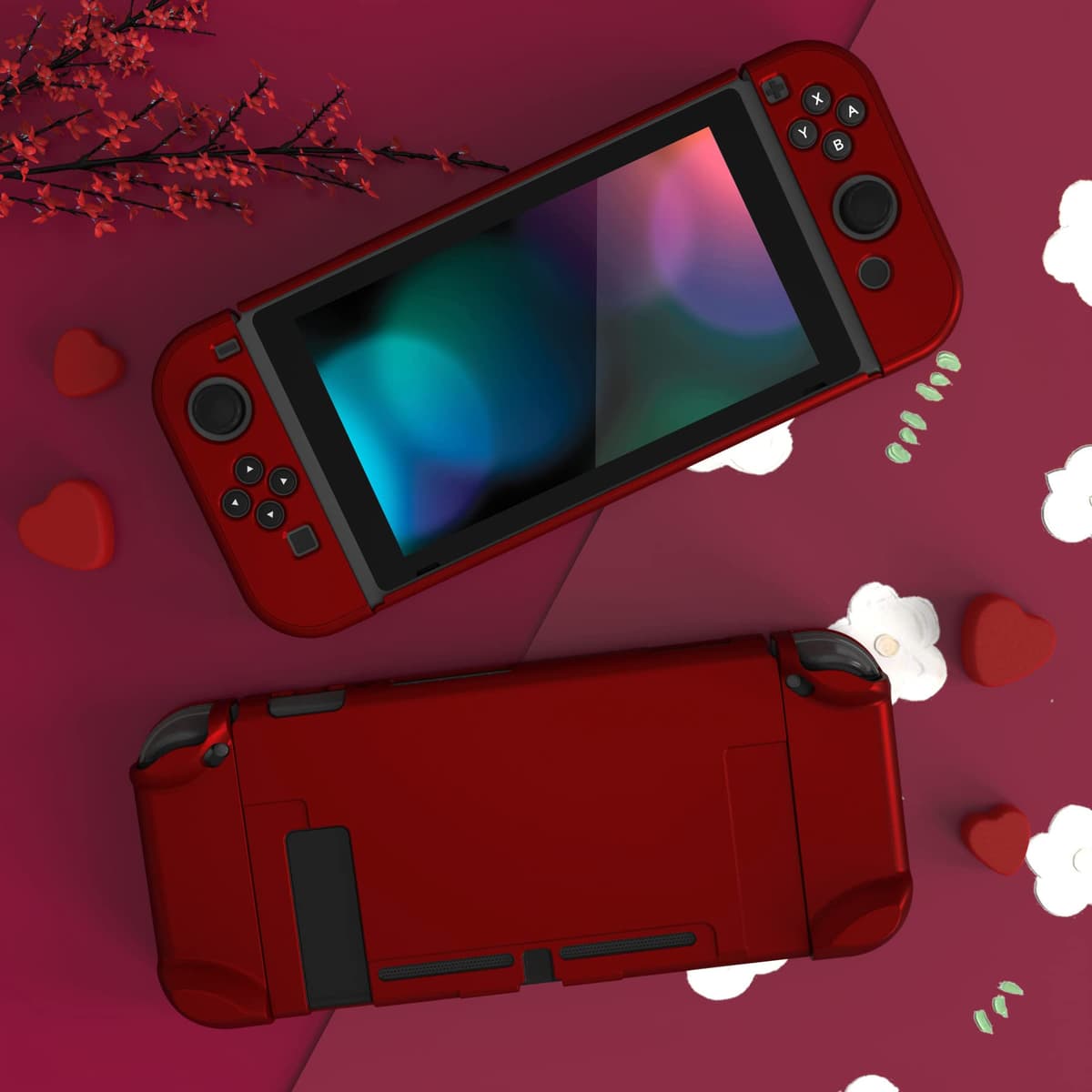 eXtremeRate PlayVital Funda Tacto Suave para Nintendo Switch Carcasa Dura Estuche Protector Separable de Joycons Protectora Dockable Cover Cáscara para Control Switch Joycon Consola(Rojo Escarlata) — view 3