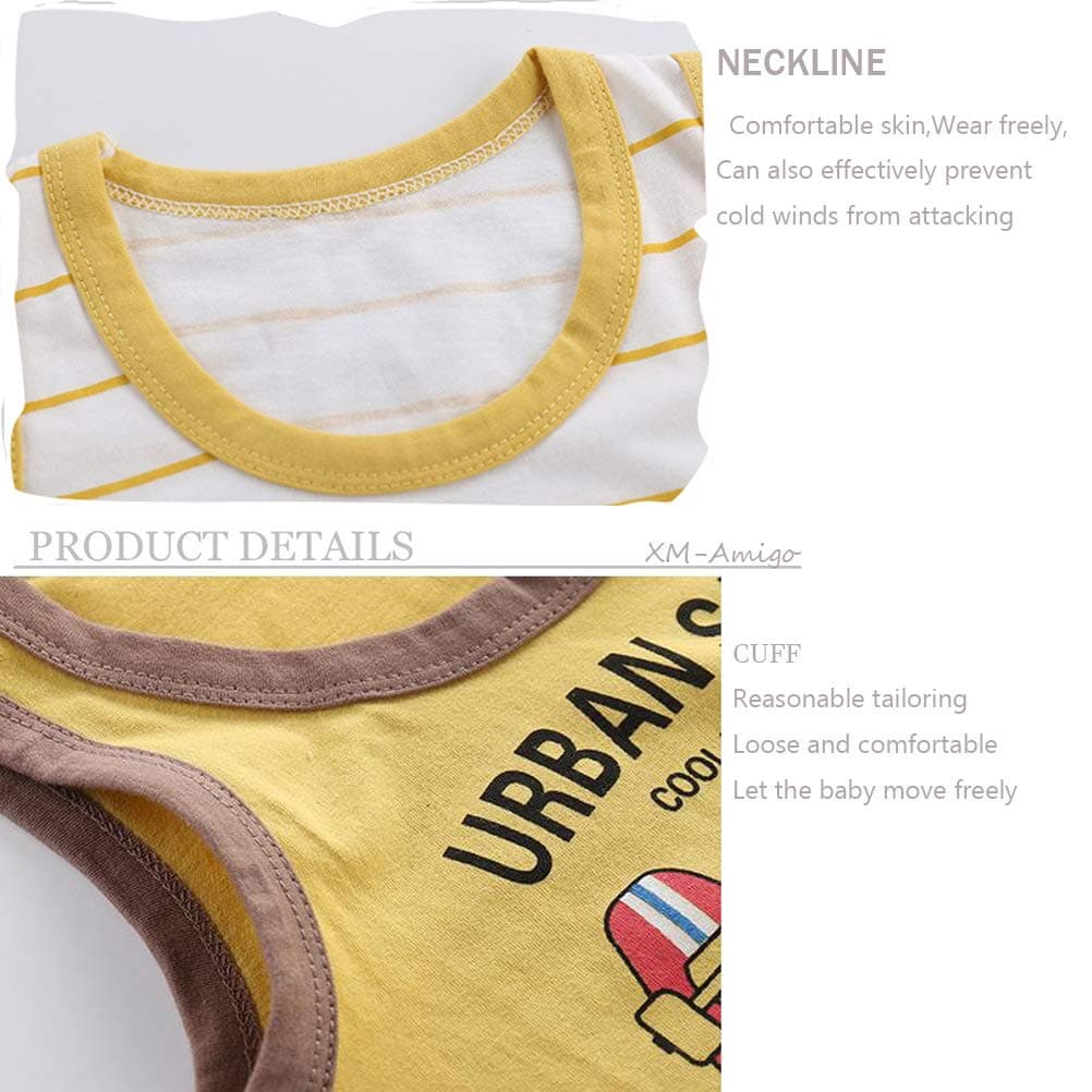 XM-Amigo 8 Piezas/4 Conjuntos Top sin Mangas y Pantalones Cortos para Niños y Bebés Varones 3 Meses-7 Años Camisetas sin Mangas Verano — view 6