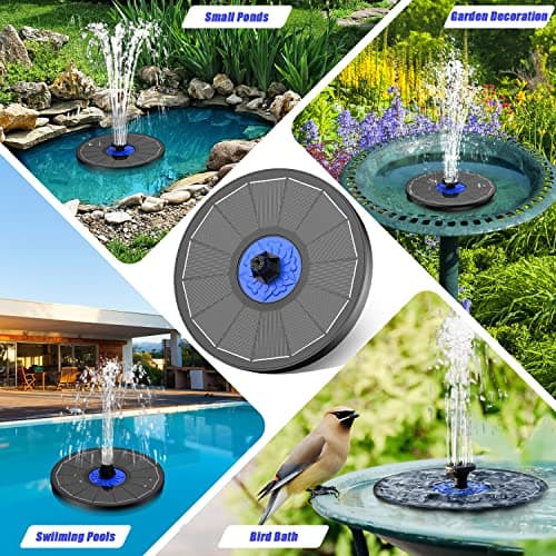 SZMP Solar Fountain Upgrade, 3.5W Solar Powered Bird Bath Fountains with Flower, Outdoor Water Feature Solar Fountain Pump with 7-in-1 Nozzles, 4 Fixed Pipes for Humingbirds, Birdbath, and Garden — view 5