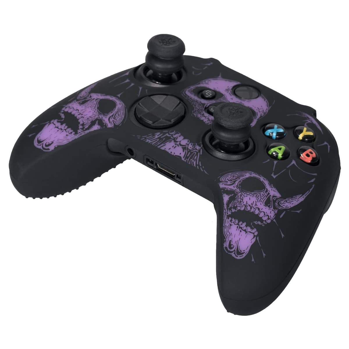 YoRHa Laser Carving Silicone Skin for Xbox Series X/S Controller x 1(Purpe) with Pro Thumb Grips x 8 — view 4