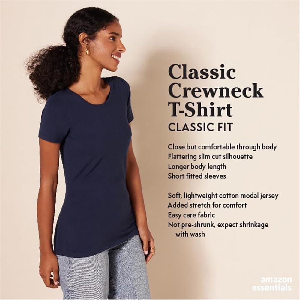 Amazon Essentials Women's Regular-Fit Short-Sleeve T-Shirt (Crewneck and V-Neck Options), Multipacks — view 40