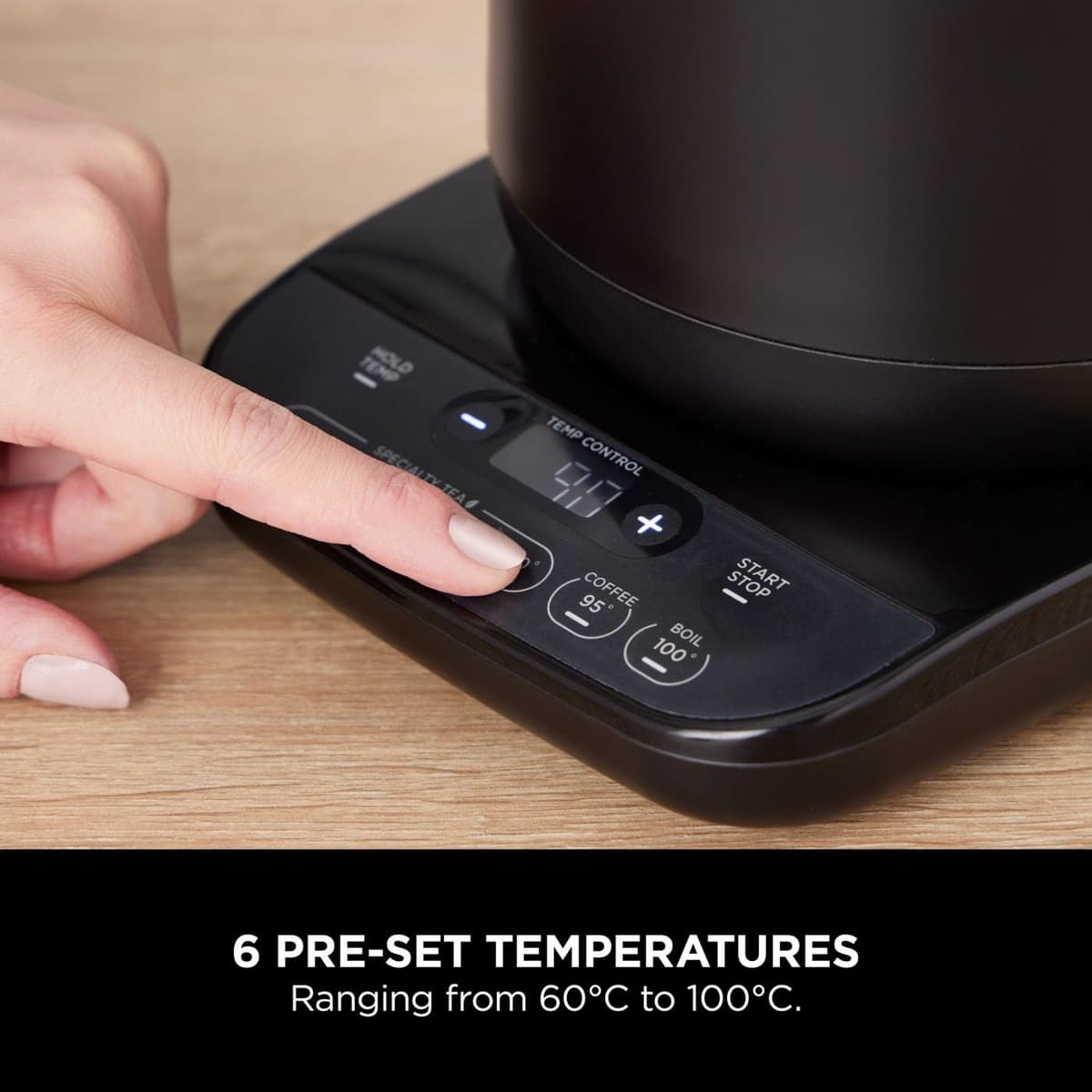 Ninja Perfect Temperature Kettle, 1.7L, LED Display, Easy to Use Kettle with Rapid Boil and Temperature Control & Hold, Black & Copper, KT200UKCP — view 4