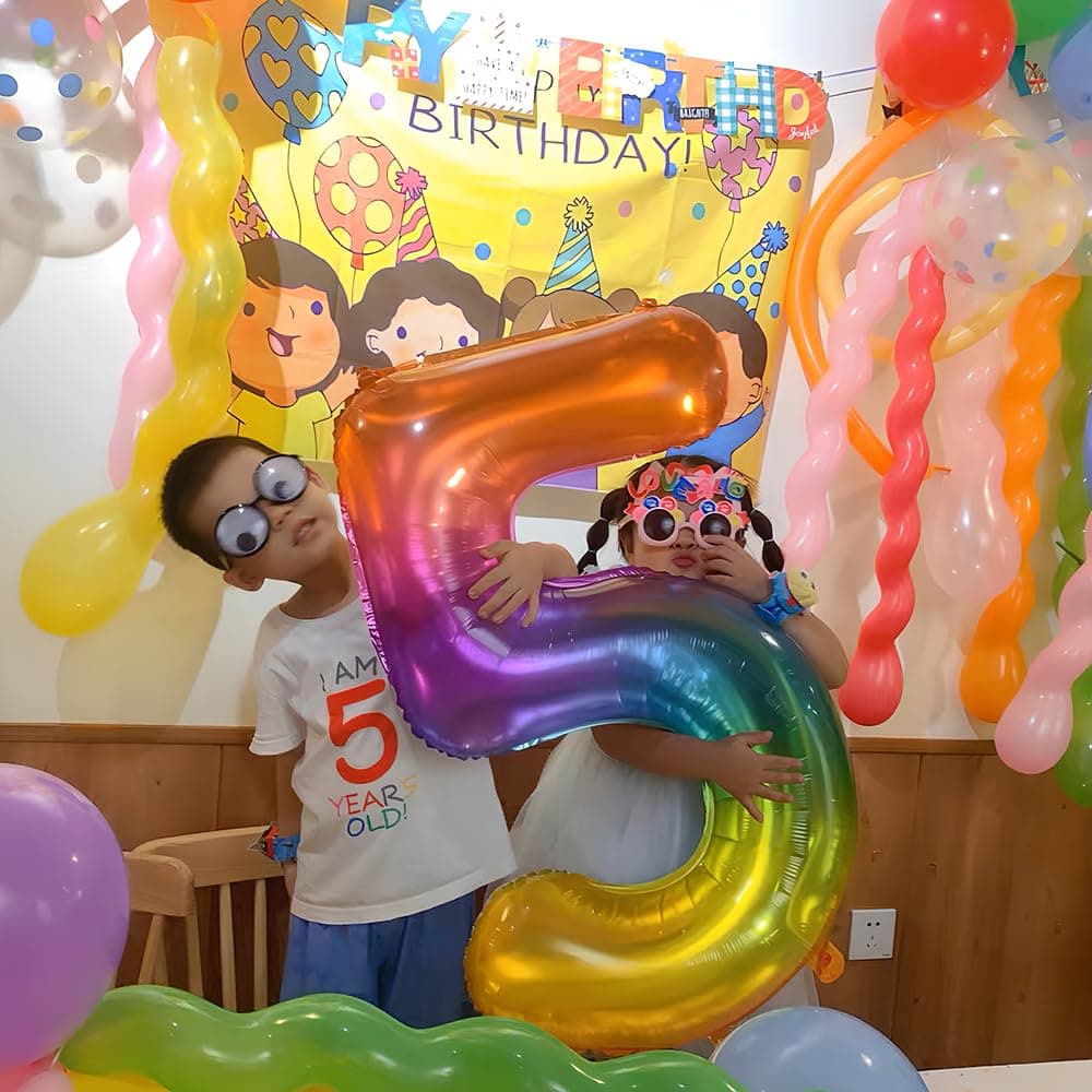 Foil Globo Número 5 Azul 40" (101cm), Inflable Helio o aire, Gigante Numeros 0-9, 10-19, 20-29, 30-100, Grande Globos Decoración para La Boda Aniversario y Cumpleaños Fiestas — view 458