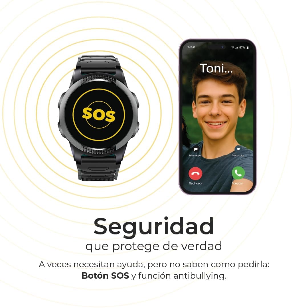 Save Family Slim 4G | Reloj Inteligente Niño con Localizador GPS, Llamada, Vídeo, Chat, Botón SOS, Cronómetro | SIM Incluida – Color Verde — view 3