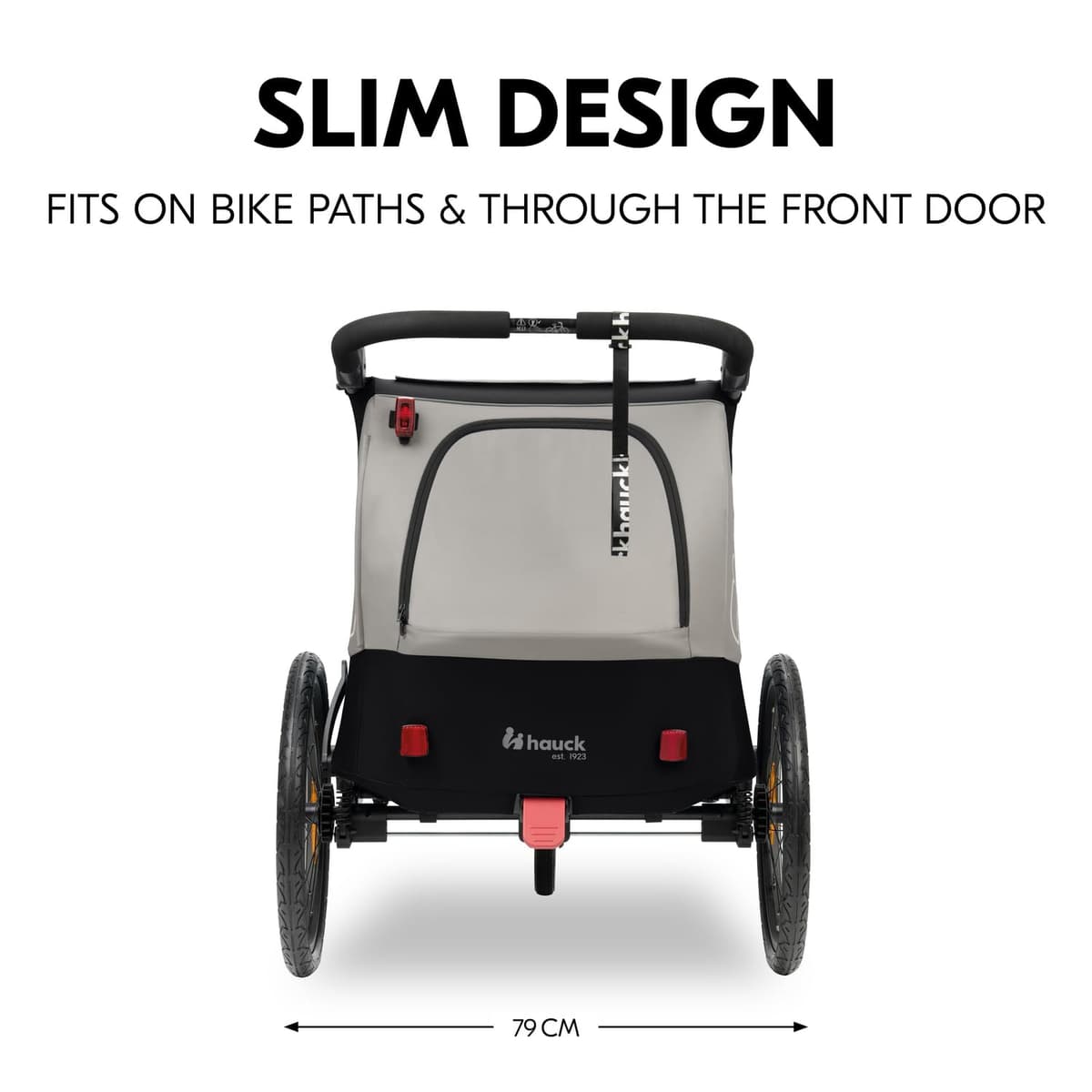 hauck Dryk Duo Plus, Black - 2in1 Kids Bike Trailer & Pushchair with Suspension 2 Seats Folding Bicycle Trailer with XL Storage, Tow Bar, Hitch, Pennant, Stroller Wheel & LED Rear Light — view 13