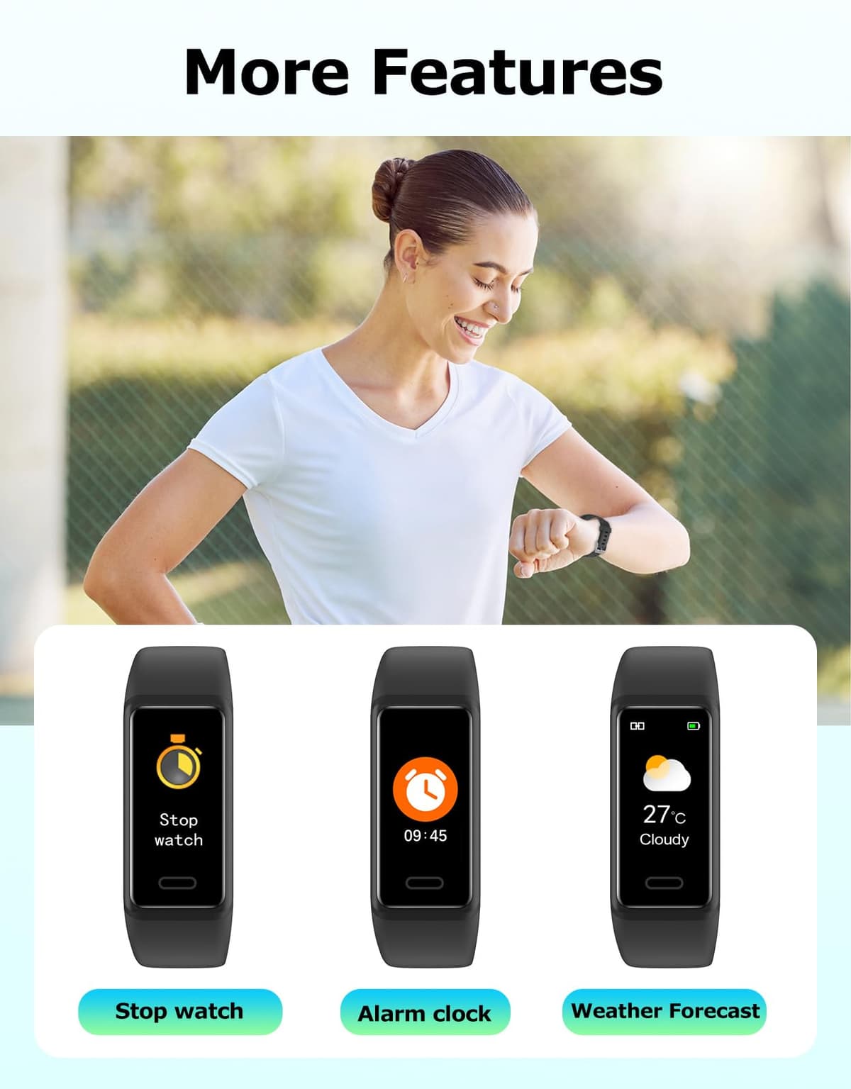 Cloudpoem Fitness Watch with Heart Rate,Sleep Monitor,Step Counter,Calorie Counter,IP68 Waterproof Fitness Tracker with Pedometer for Women Men,SMS/SNS/Call Notification for Android iOS Smartphones — view 7