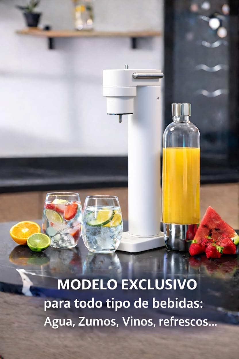 Gasificadora de Agua y zumos Fizz Club Fusion para Preparar Refrescos Saludables, Blanco mate — view 4