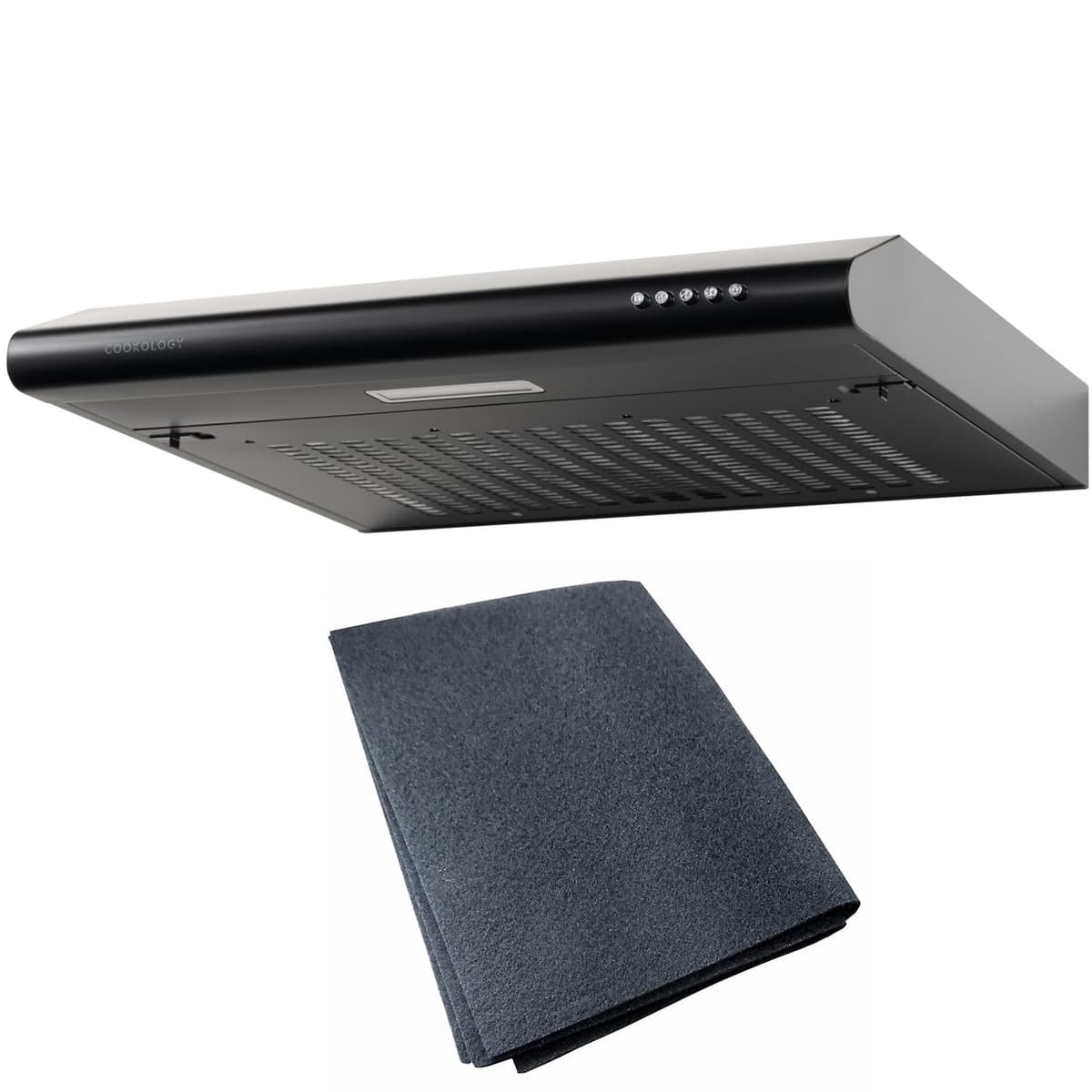 Cookology 60cm Visor Cooker Hood | Black Kitchen Extractor Fan, Under Cabinet Slimline Design, 3 Speed Ventilation with Light, Easy Install — view 4
